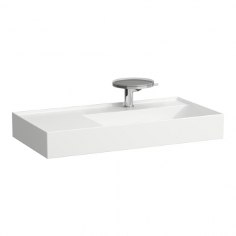 Praustuvas Laufen KARTELL 900x460x120 mm, platus kraštas kairėje, su 1 anga maišytuvui viduryje, be perlajos, spalva - balta LCC (LAUFEN Clean Coat) 